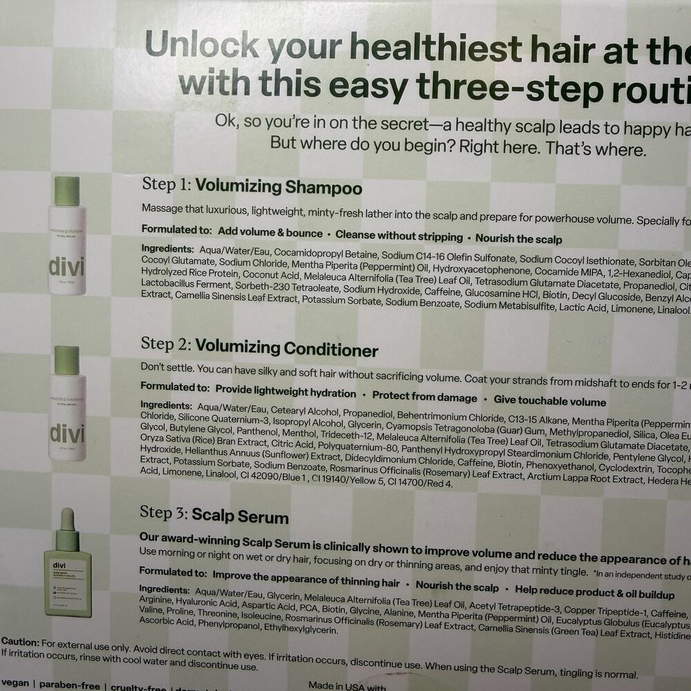 DIVI - Healthy Hair Goals - 3-Step Hair & Scalp Health Kit - 3 Piece Set NIB - Picture 3 of 4